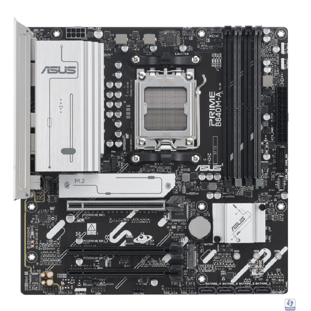 ASUS PRIME B840M-A-CSM (Socket AM5, mATX, 4xDDR5(192GB), 2*DP/HDMI, 4xPCIe 4.0x16, 4xSATA 6Gb/s, 3xM.2, 2,5xLAN, 1xType-С, 2xUSB 3.2, 4xUSB 2.0)