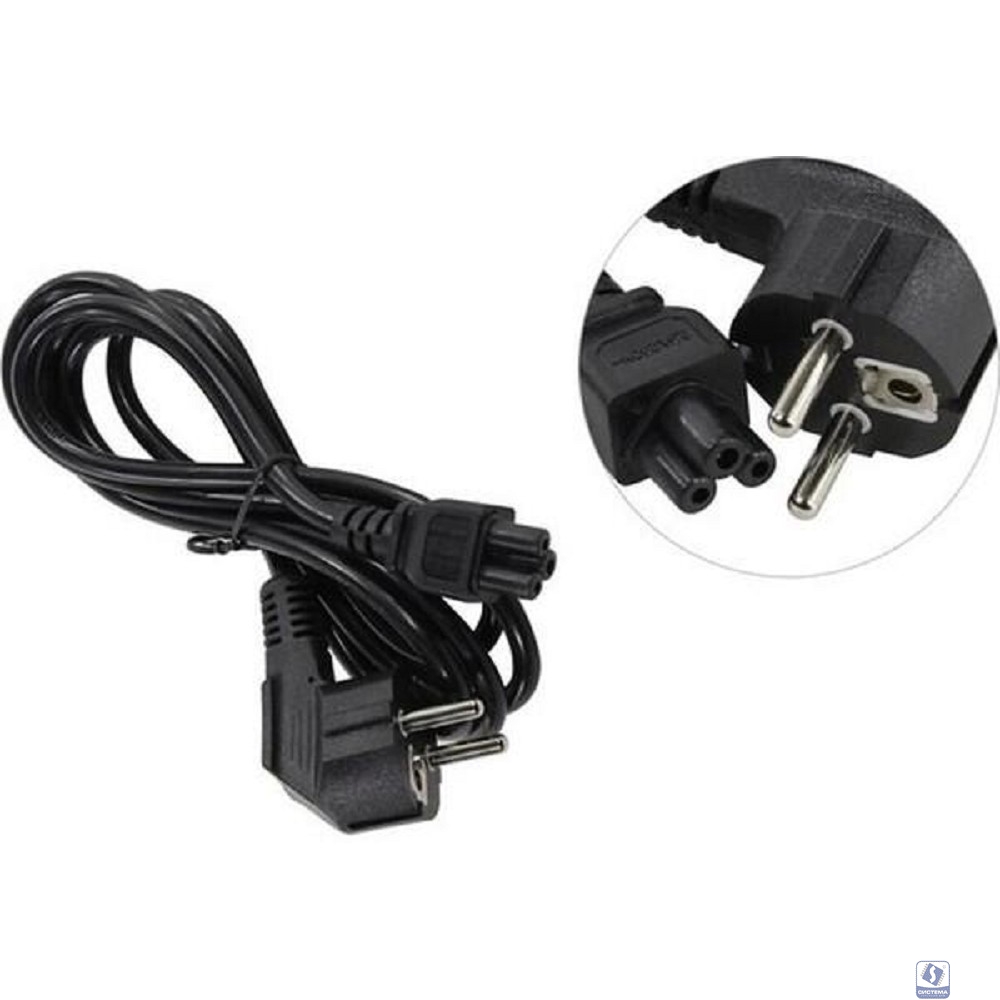Exegate ES281010RUS Кабель питания ноутбуков ExeGate Special PC5-1,8S (Евровилка Schuko->С5) (3-pin) 0.75mm2, ССА, черный, 1.8м.