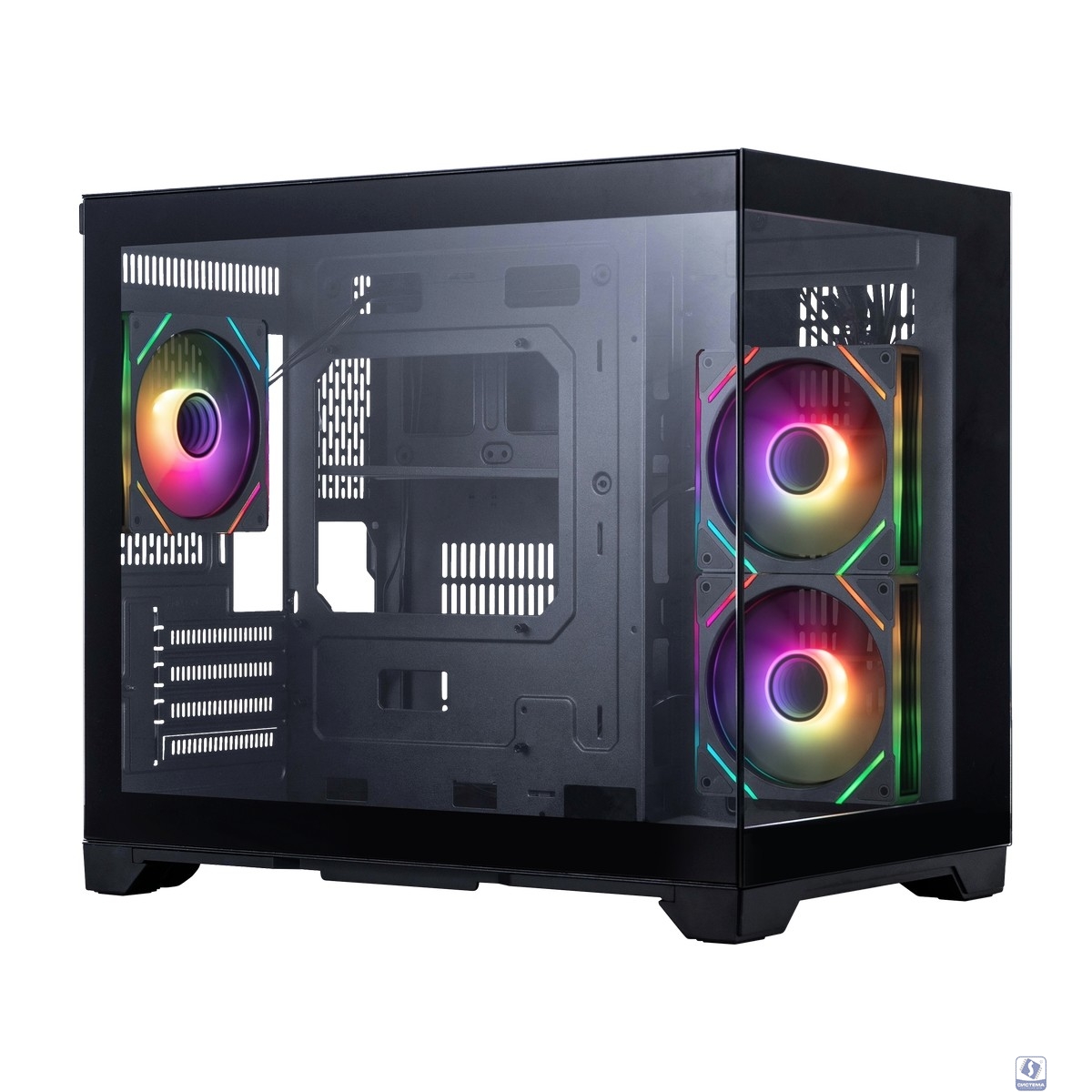 1STPLAYER MEGAVIEW MV6-TP ARGB Black / mATX / 3x120mm ARGB fans / MV6-TP-BK-2FC7R-1FC7