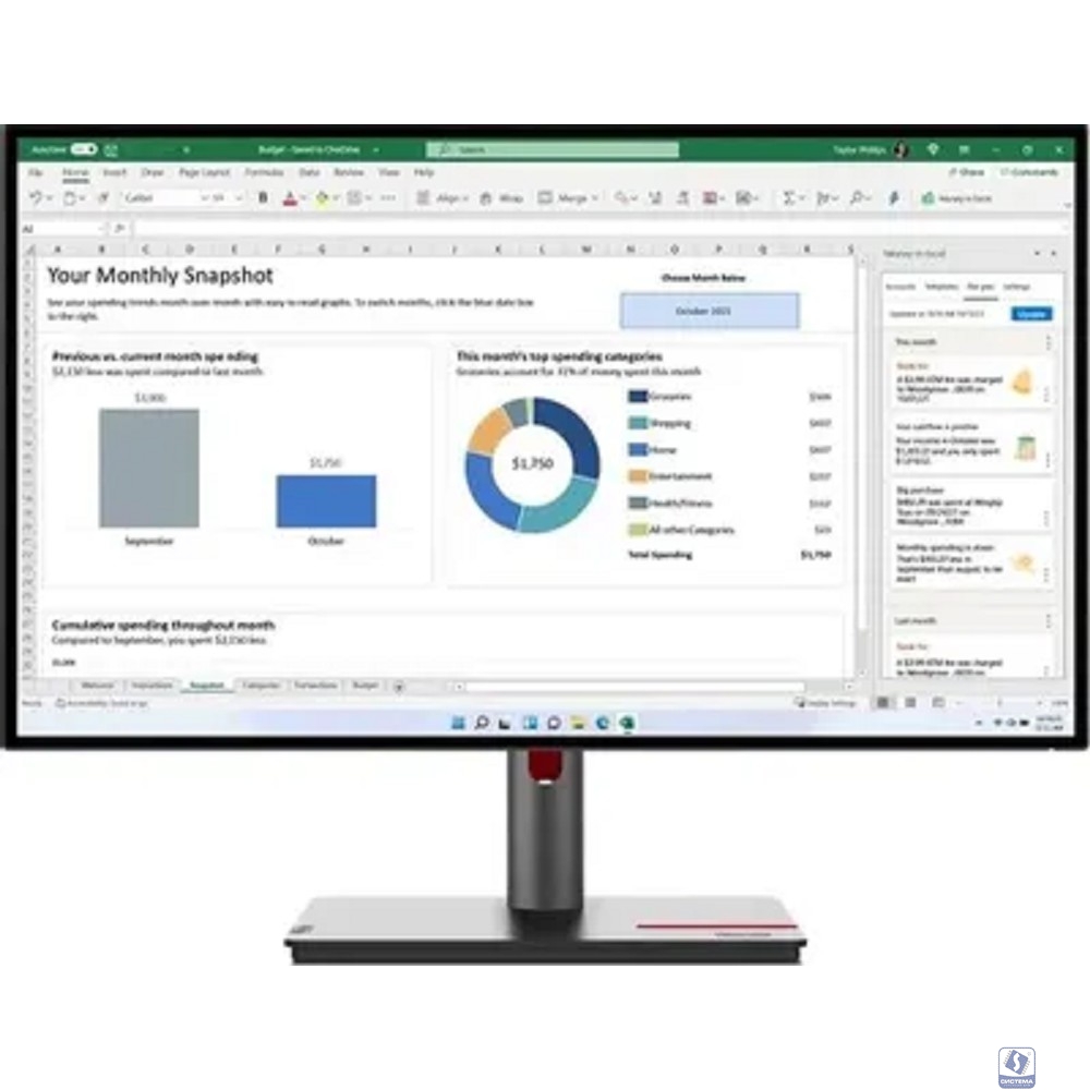 LCD Lenovo 27" P27h-30 ThinkVision черный 