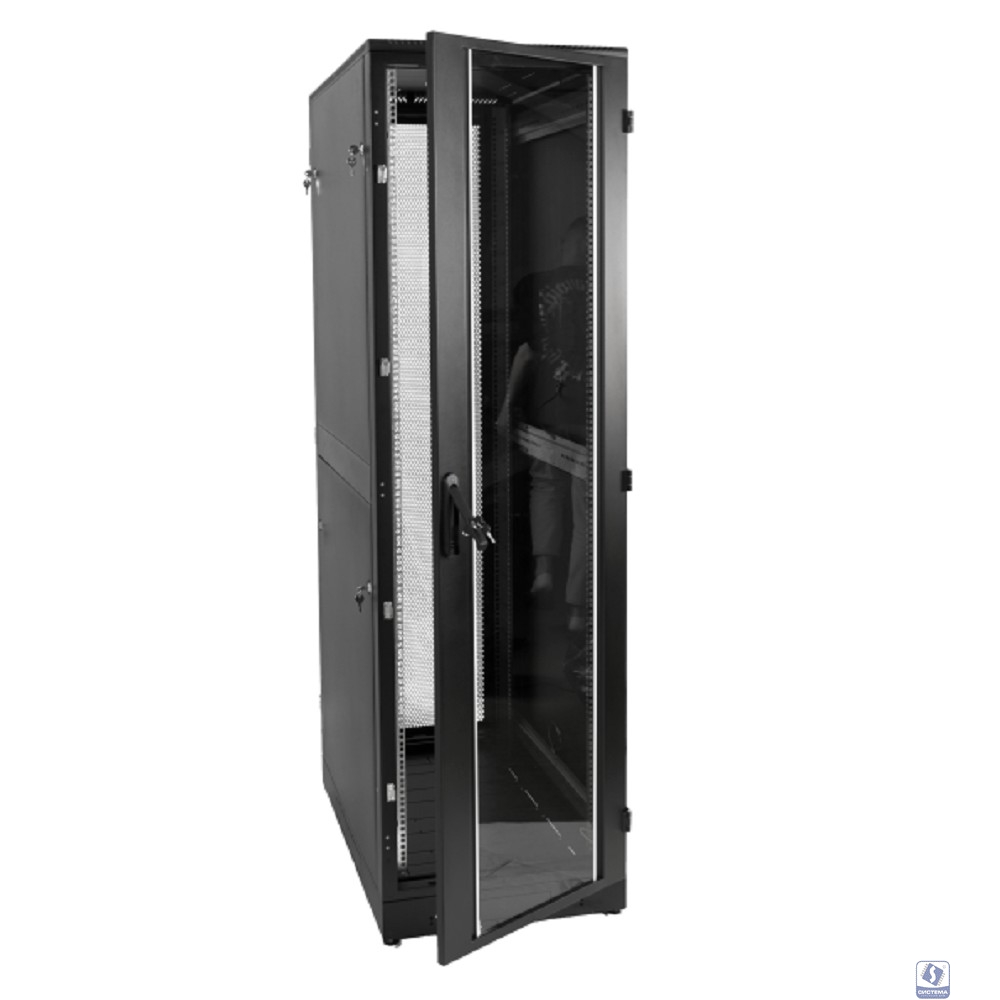ЦМО Шкаф телекоммуникационный напольный 42U (600x800) дверь стекло, цвет чёрный  (ШТК-М-42.6.8-1ААА-9005) (3 коробки)