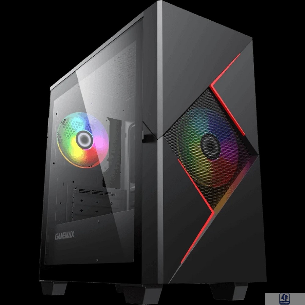 GameMax Корпус Cyclops BR без БП (Midi Tower, ATX, Черно-красн.,1*USB2.0 + 1*USB3.0, 2*120мм)