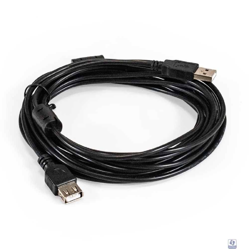 Exegate EX294765RUS Удлинитель USB 2.0 ExeGate EX-CCF-USB2-AMAF-5.0F (Am/Af, позолоченные контакты, ферритовые кольца, 5м)
