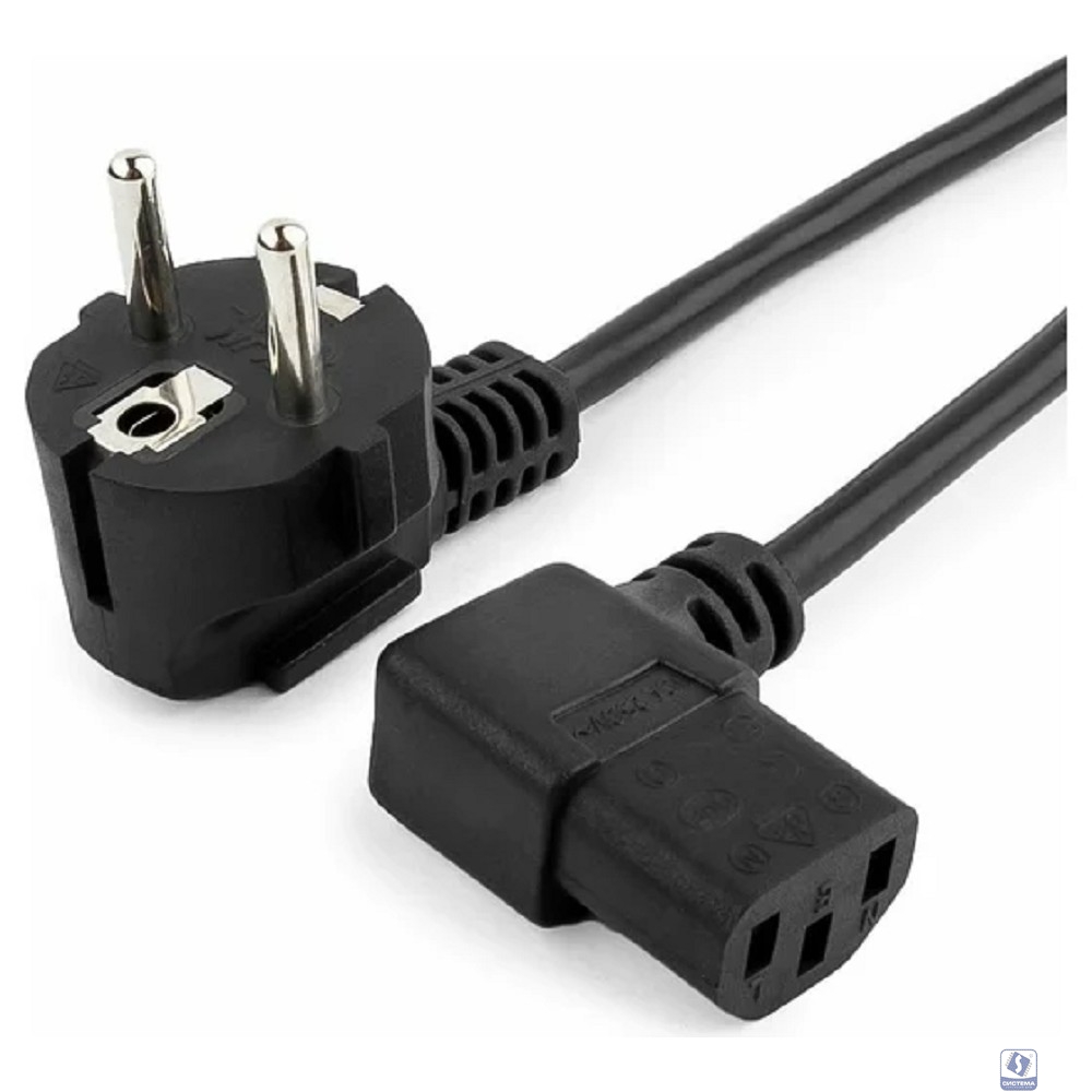 Кабель питания Cablexpert Schuko-C13, VDE, 3х0.75мм2, 10А, угл.разъем, с заземлением, 1.8м, черный [PC-186A-VDE]