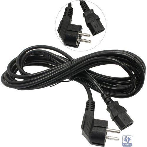 Exegate EP280666RUS Кабель питания ExeGate Power PC-5P (Евровилка угловая Schuko->С13) VDE-250V-3*1.0mm2, медь, черный, 5м.
