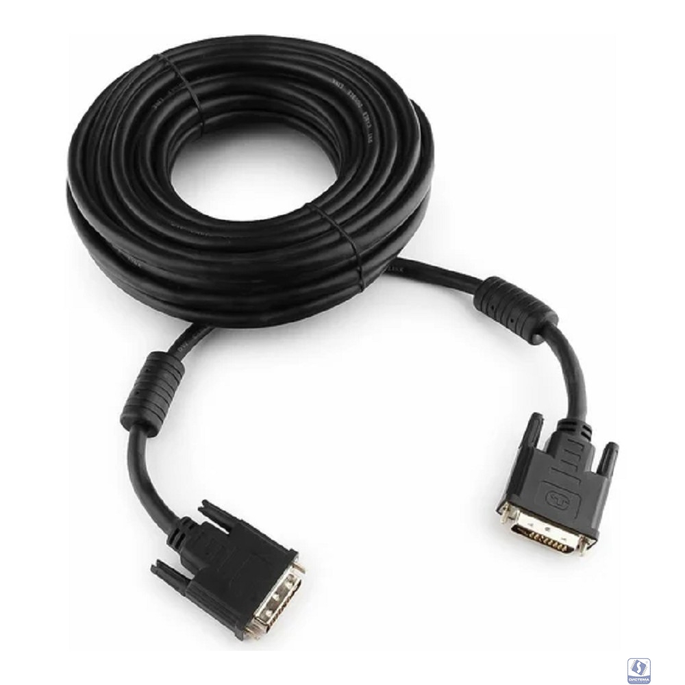 Кабель DVI-D dual link Gembird, 10м, 25M/25M, экран, феррит.кольца, пакет, черный [CC-DVI2-BK-10M]