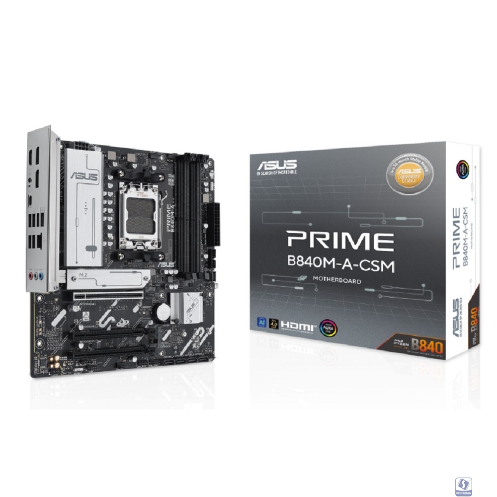 ASUS PRIME B840M-A-CSM (Socket AM5, mATX, 4xDDR5(192GB), 2*DP/HDMI, 4xPCIe 4.0x16, 4xSATA 6Gb/s, 3xM.2, 2,5xLAN, 1xType-С, 2xUSB 3.2, 4xUSB 2.0)