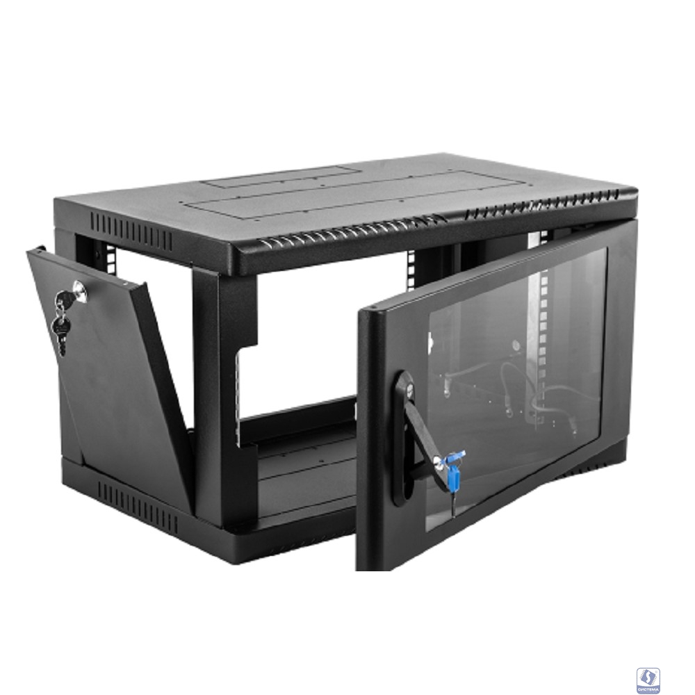 ЦМО Шкаф телекоммуникационный настенный 6U (600 x 650) дверь стекло, цвет черный (ШРН-6.650-9005)