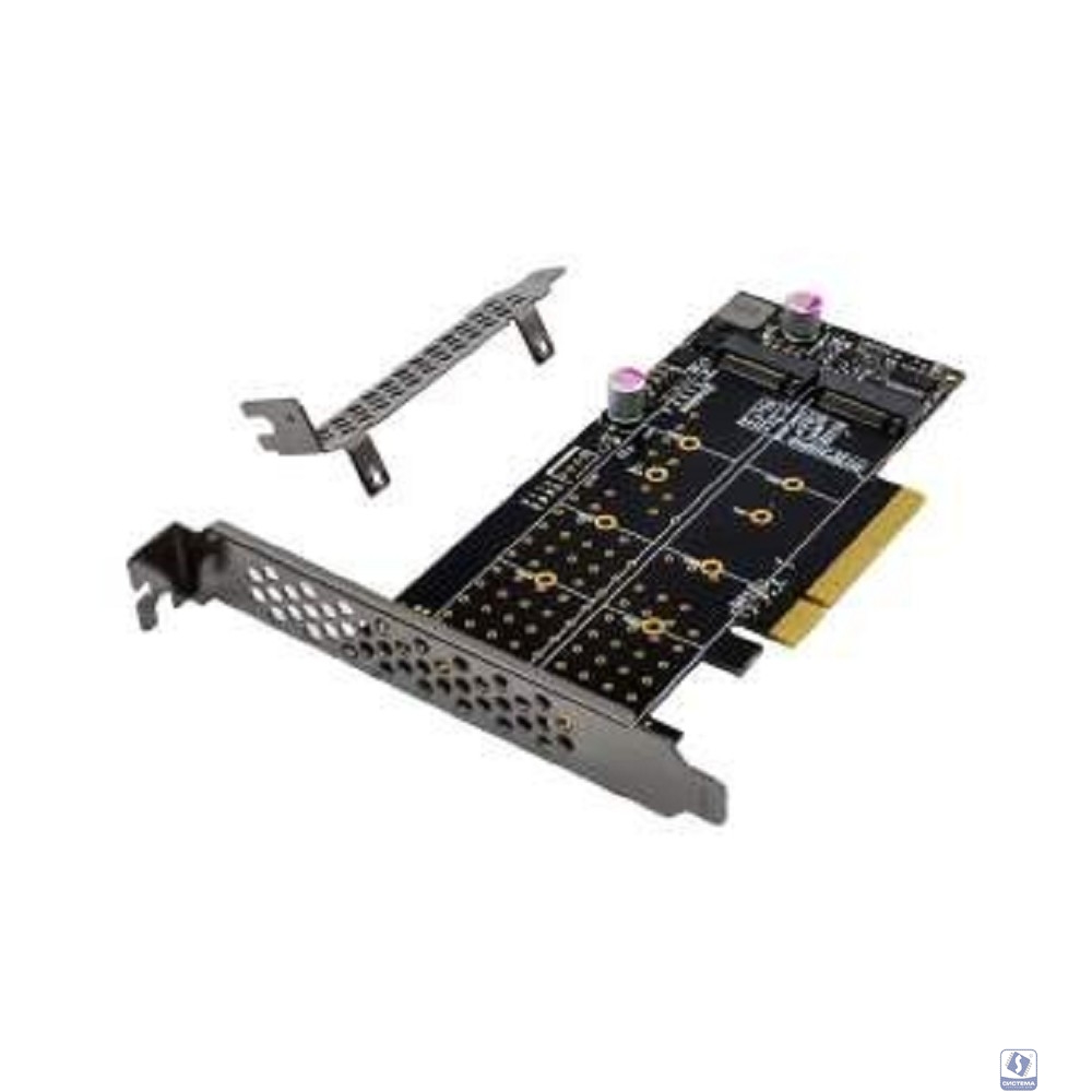 ORIENT C303E2 , Переходник PCI-Ex8->2 x M.2 M-key NVMe SSD, тип 2230/2242/2260/2280/22110, 2 планки крепления в комплекте (31325)