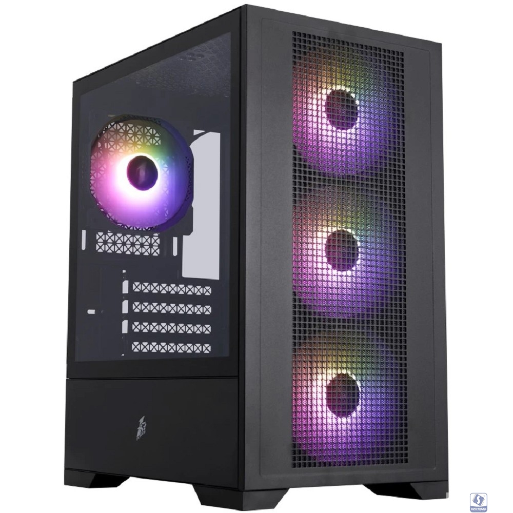 1STPLAYER Go2 ARGB Black / mATX / 4x120mm ARGB fans / Go2-BK-4F7