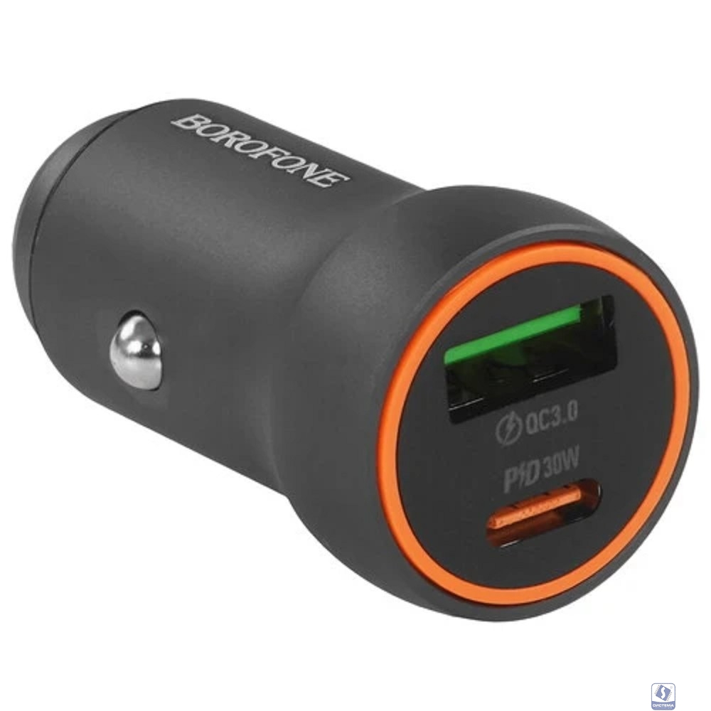 BOROFONE BZ32A/ Авто ЗУ/ PD + QC 3.0/ 2 USB: Type-C + Type-A/ Выход: 30W + 18W/ графит