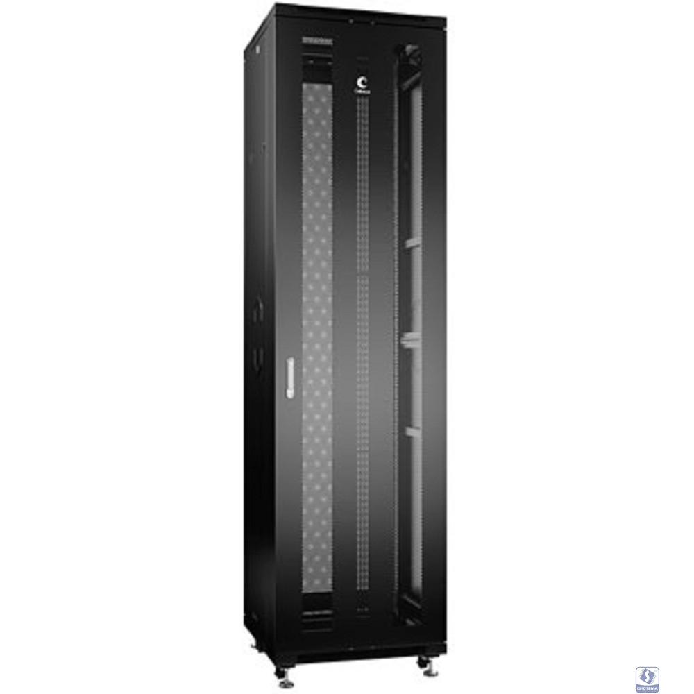 Cabeus ND-05C-47U60/80-BK Шкаф монтажный телекоммуникационный 19" напольный для распределительного и серверного оборудования 47U 600x800x2277mm (ШхГхВ) передняя и задняя перфорированные двери, ручка с