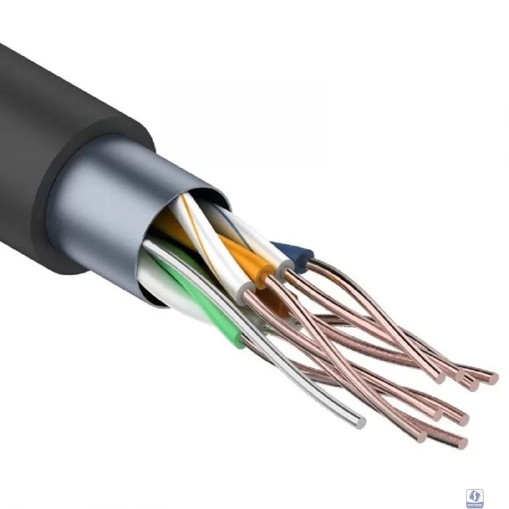 Rexant (01-0146-1) Кабель витая пара F/UTP, CAT 5e, PE 4х2х0,50мм, 24AWG, внешний, черный (коробка)