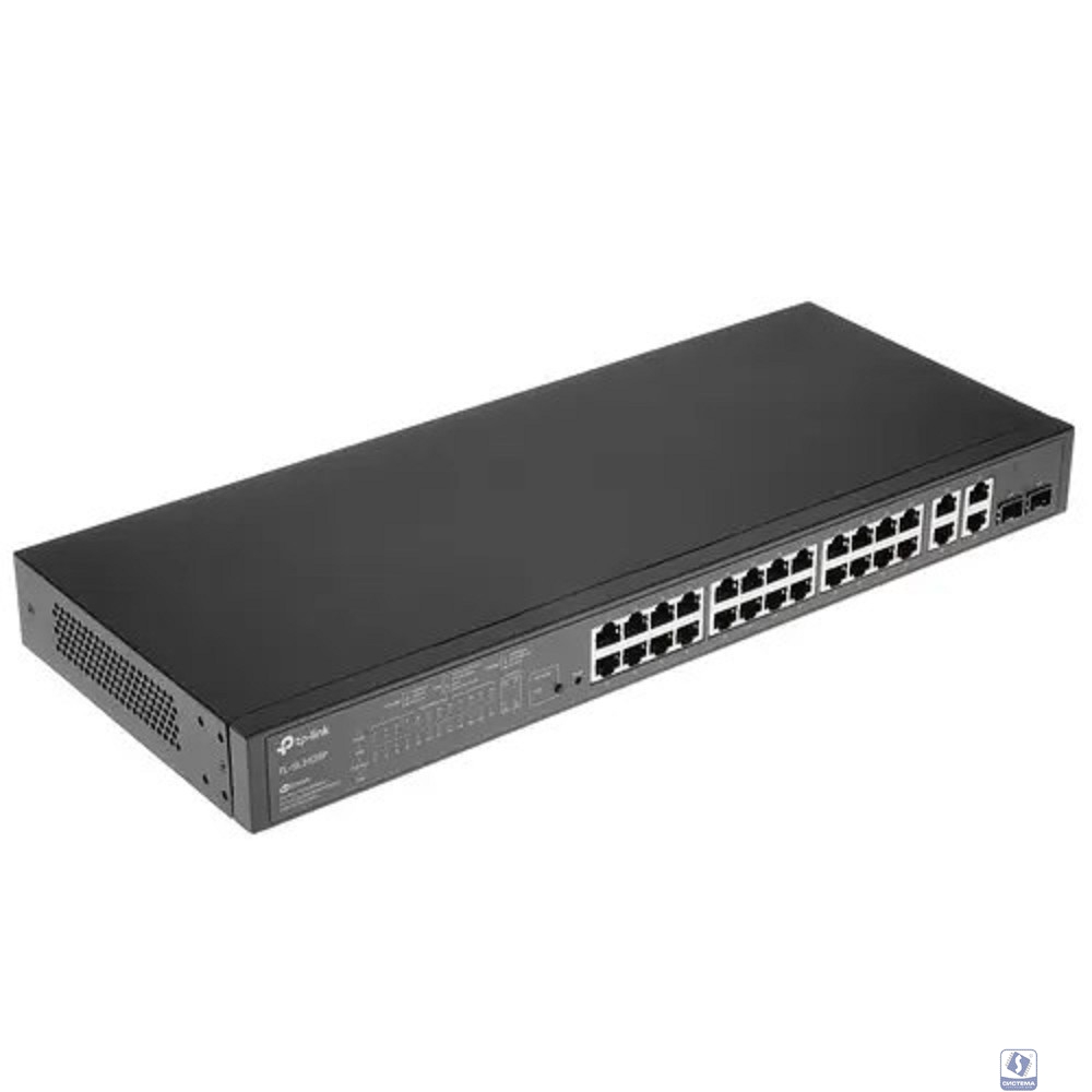 TP-Link SL2428P Коммутатор JetStream Smart с 24 портами RJ45 10/100 Мбит/с, 4 гигабитными портами RJ45 и 2 комбинированными портами RJ45/SFP