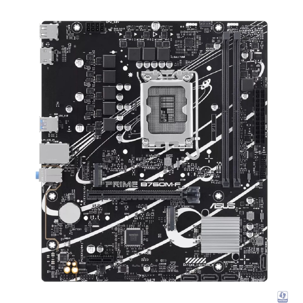ASUS PRIME B760M-F (Socket 1700, mATX, 2xDDR5(96GB), HDMI 2.1, 1xPCIe 4.0x16/1xPCIe 4.0, 1xLAN (1GbE), 4xSATA 6Gb/s, 2xM.2, 4xUSB 3.2, 2xUSB 2.0)
