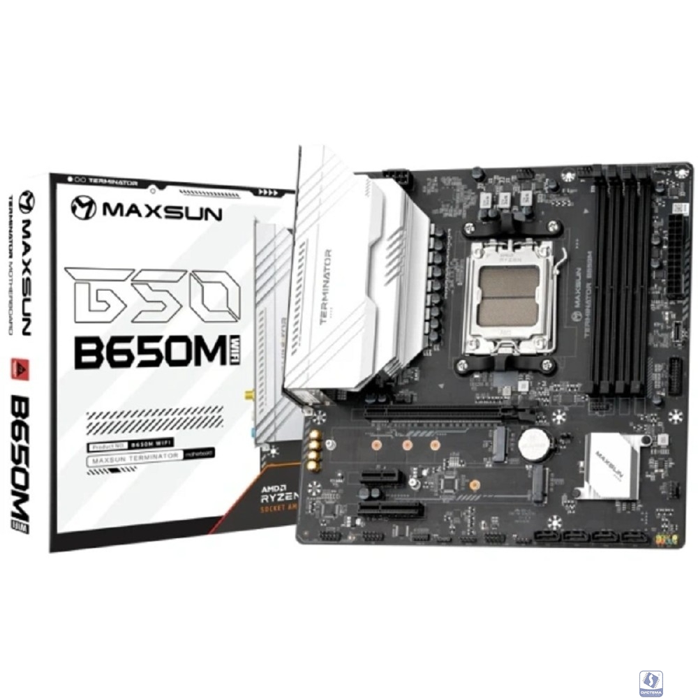 MAXSUN MS-Terminator B650M WIFI6, AM5, B650, 4*DDR5, 4*SATA 3.0, 2*M.2, USB 3.2, USB 2.0, Type-C, 1*PCIE 16, 1*PCIE 4, 1*PCIE 1, HDMI+DP, mATX