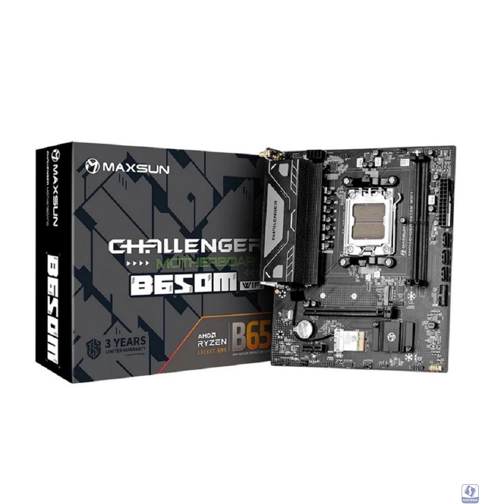 MAXSUN MS-Challenger B650M WIFI (Socket AM5, mATX, 2*DDR5, DP/HDMI, 4*SATA3, 1*M.2, 1*PCIEx16/1*PCIEx1, 2*USB 2.0, 4*USB 3.2, LAN 1*1G,  Bluetooth,  Wi-Fi 802.11ac,  RTL)