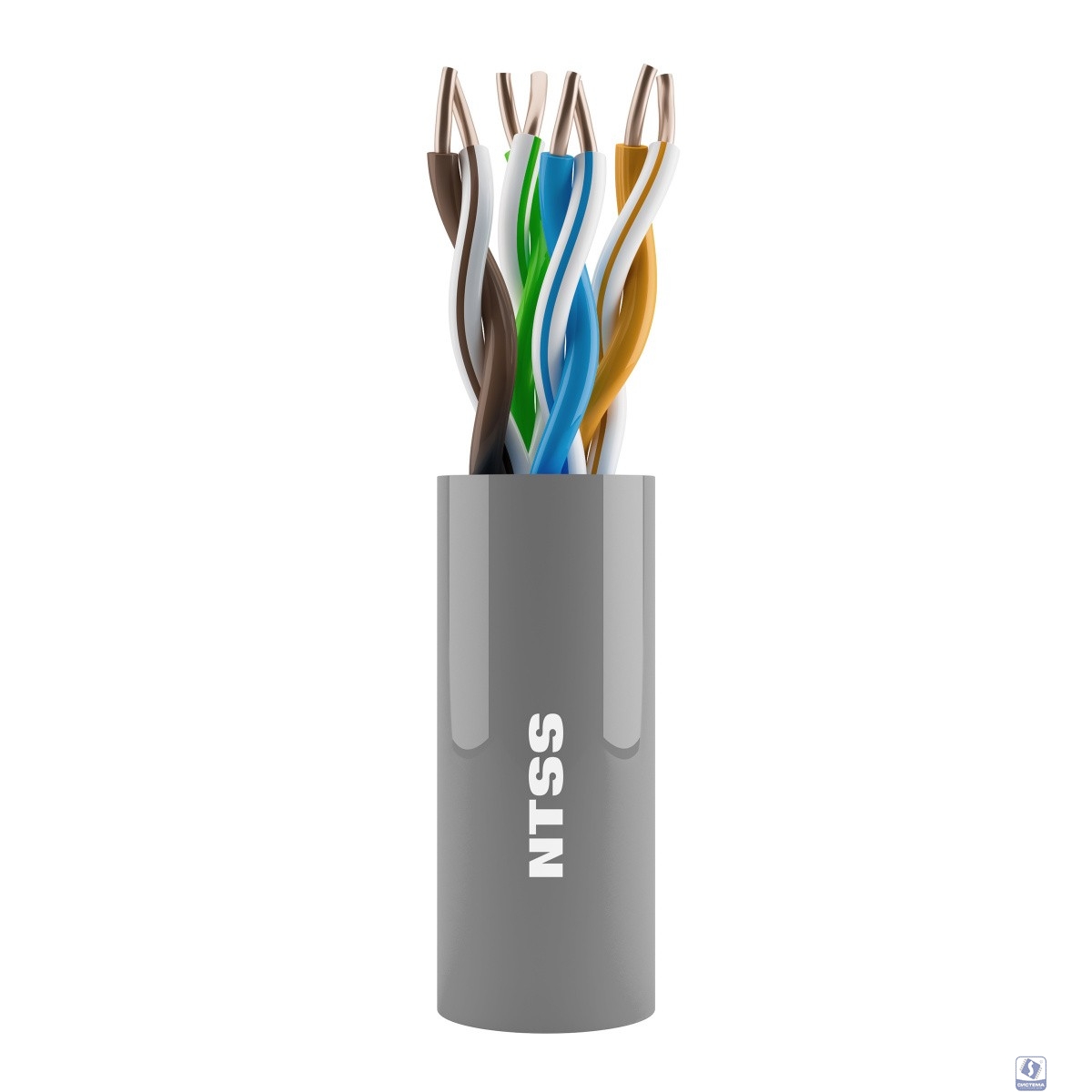 NTSS Кабель витая пара NTSS U/UTP 5e 4 пары одножильный 24AWG медь 305м внутренний PVC серый NTSS-IN-UTP4-5e-PVC-GY