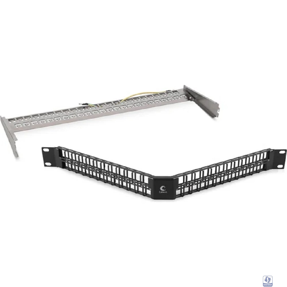 Cabeus PLBHD-48-CON-SH Угловая модульная патч-панель 19", 48 портов, 1U , для экранированных модулей, с задним кабельным организатором (без модулей)