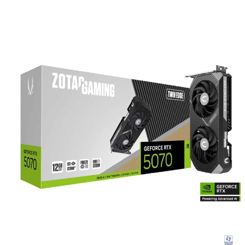 Видеокарта ZOTAC GAMING GeForce RTX 5070 Twin Edge 12GB GDDR7 192bit 2165/2512 MHz  3*DP/HDMI 2*FAN (ZT-B50700E-10P) RTL