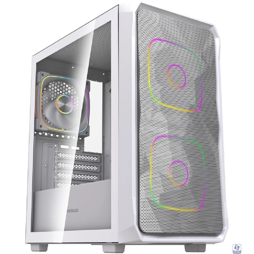 Powercase Корпус Mistral SM06 ARGB, Tempered Glass, 3x120mm ARGB PWM fans, белый, mATX  (CMMSM06W-A3)