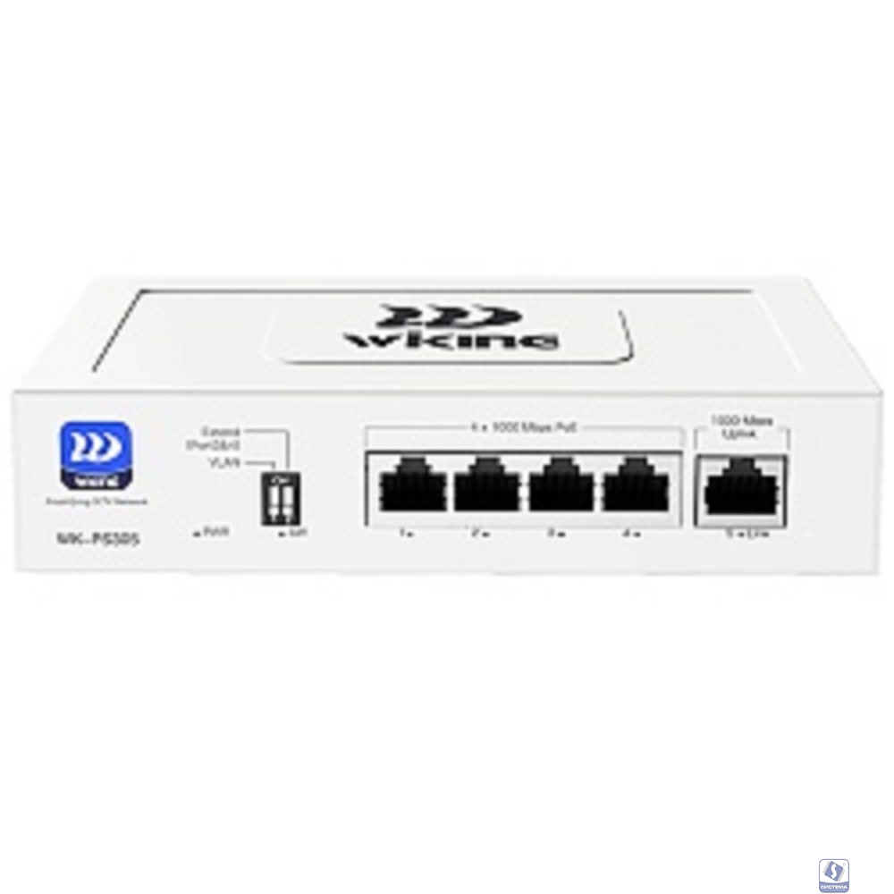 Wi-Tek WK-PS305 коммутатор WIKING неуправляемый PoE 45Вт, 4GE(PoE)+1GE