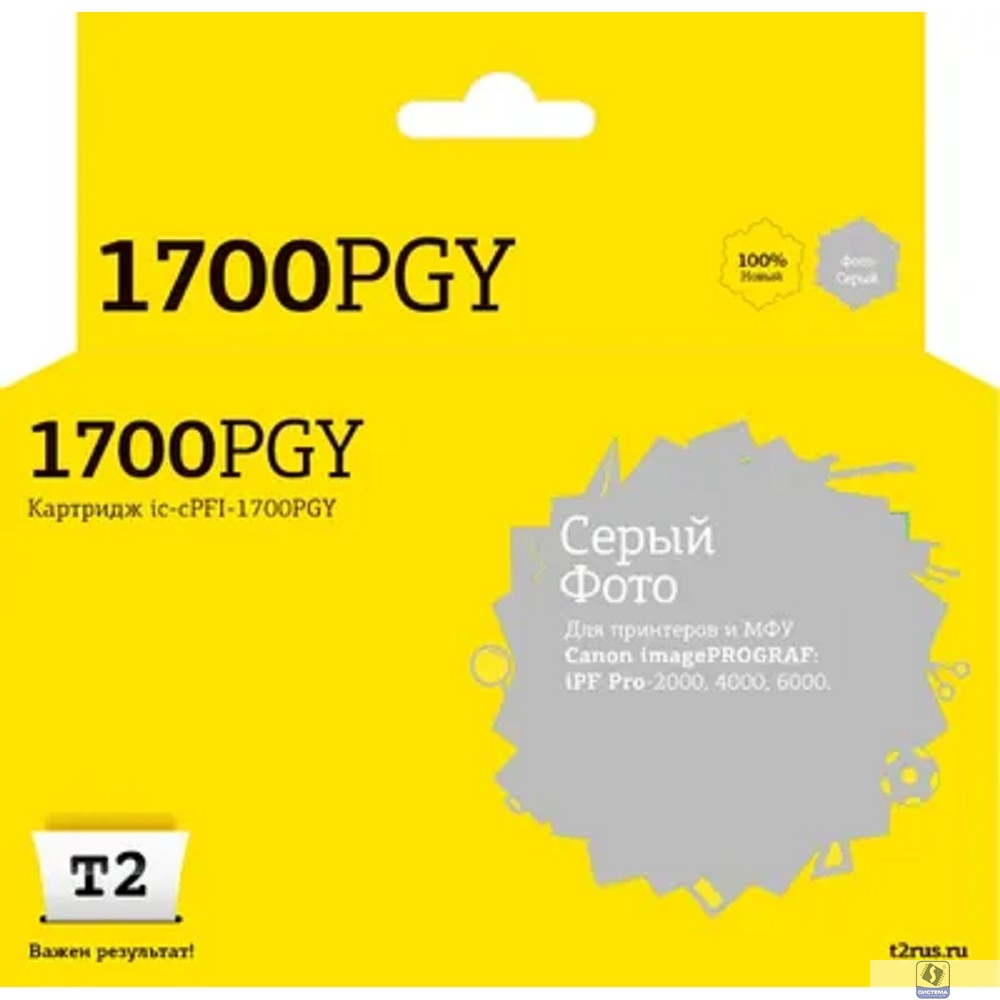                 IC-CPFI-1700PGY Картридж T2 для Canon imagePROGRAF iPF-PRO-2000/4000/6000 (700мл.), фото серый, с чипом