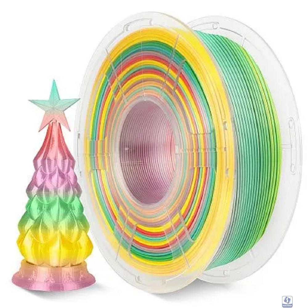 Филамент NVPRINT Silk PLA+ Rainbow 01 для 3D печати диаметр 1.75мм  длина 330 метров  масса 1 кг