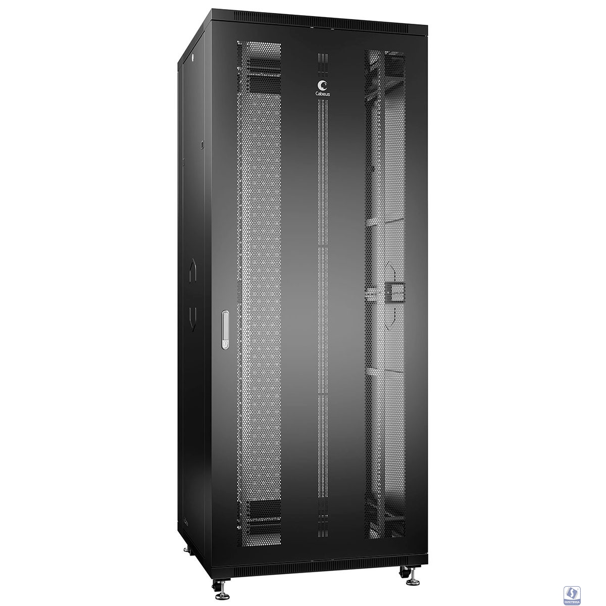 Cabeus ND-05C-42U80/100-BK Шкаф монтажный телекоммуникационный 19" напольный для распределительного и серверного оборудования 42U 800x1000x2055mm (ШхГхВ) передняя и задняя перфорированные двери, ручка