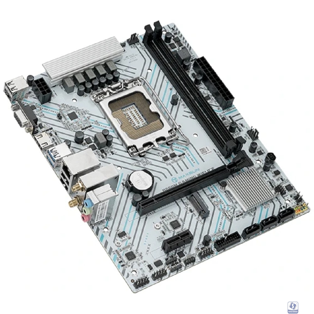 MAXSUN MS-B660M GAMING WIFI ICE (Socket 1700, mATX, 2*DDR4(64Gb), VGA/HDMI, 3*SATA3, 1*M.2, 1*PCIEx16/1*PCIEx1, 4*USB2.0, 2*USB 3.2, LAN 1*1G, Bluetooth 4.2,  Wi-Fi 802.11ac, RTL)