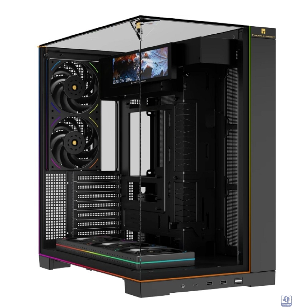 Thermalright Корпус TR-A70 Vision FanUB / Black / TG / TL-UB36R+TL-UB24 PWM Fans / 9.16'' LCD screen / USB TYPE-C / ATX  / TRA70VFUBB