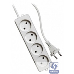 Гарнизон Удлинитель EL-NL4-W-5, 4 розетки  допустимый ток 10А, длина 5м.