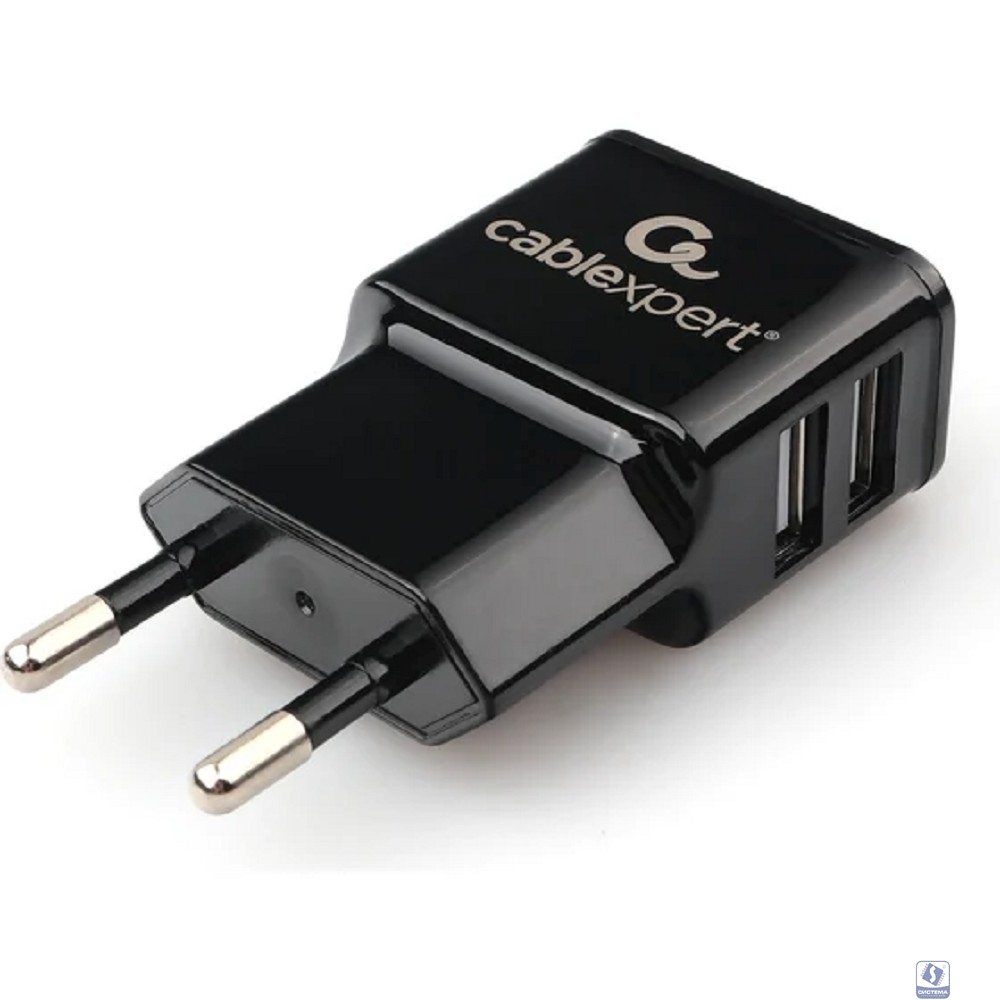 Cablexpert Адаптер питания 100/220V - 5V USB 2 порта, 2.1A, черный (MP3A-PC-12)