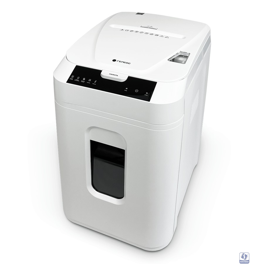 Шредер Heleos АП40-5 белый с автоподачей (секр.P-5) фрагменты 180лист. 37лтр. скрепки скобы пл.карты