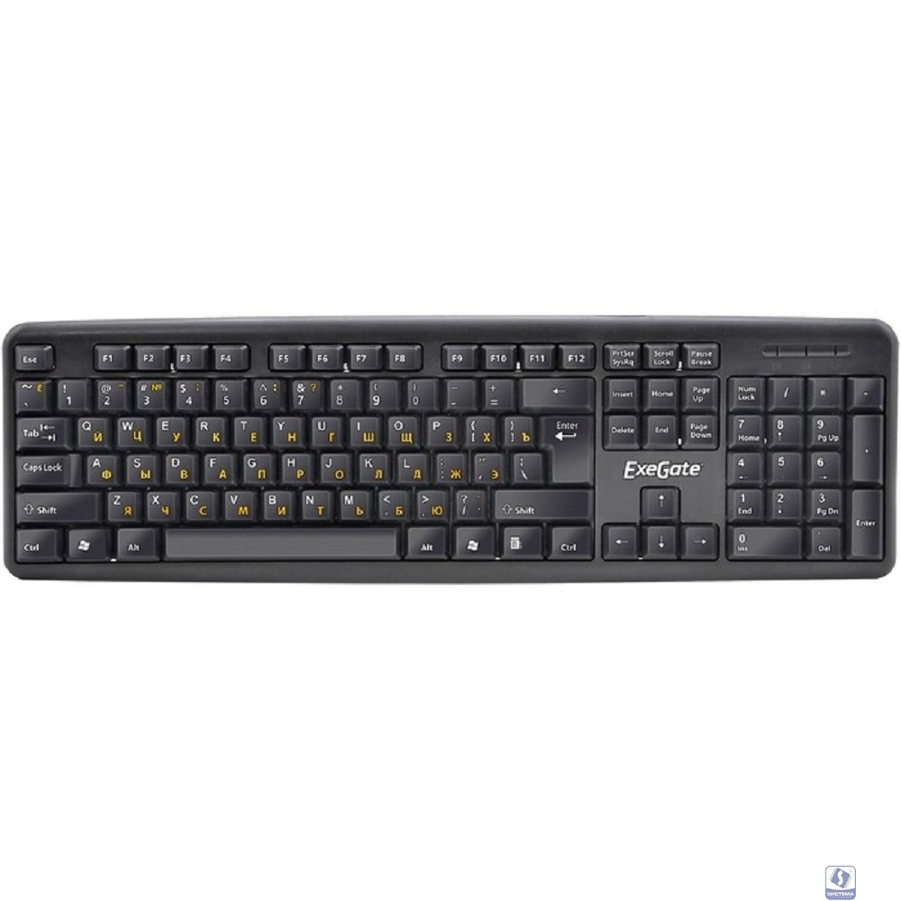 Exegate EX279940RUS Клавиатура Exegate LY-331L, <USB, шнур 2м, черная,  104кл, Enter большой>, OEM