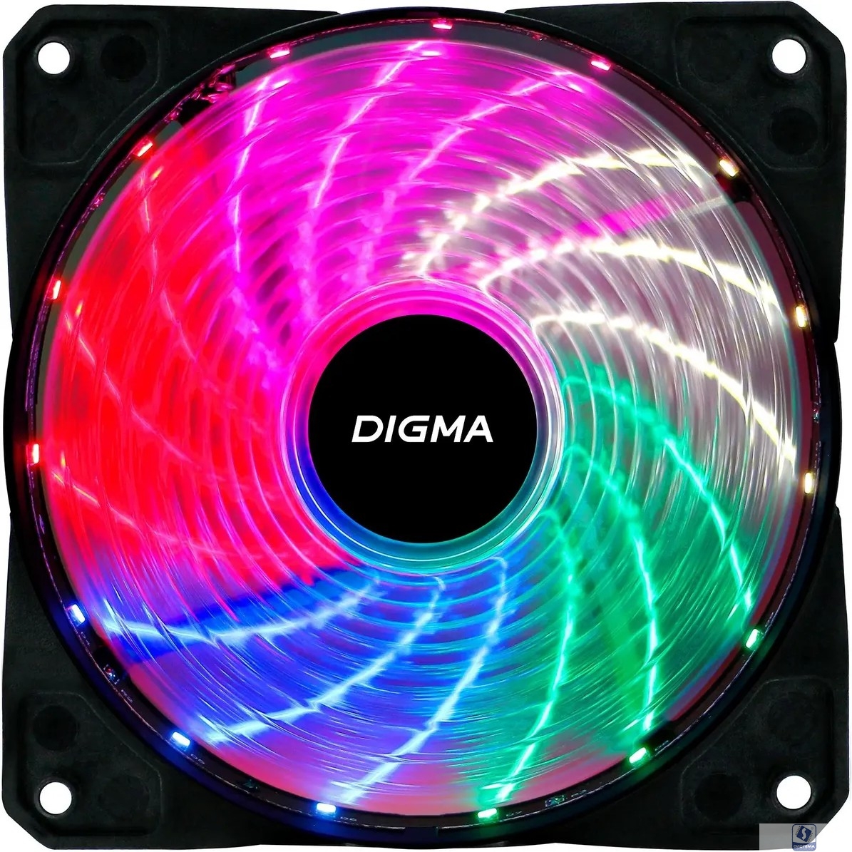 Вентилятор Digma DFAN-FRGB2 RGB 120мм черный 3-pin 4-pin (Molex)  Ret