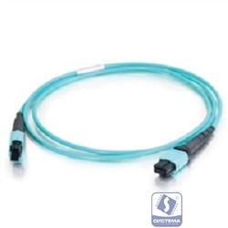Кабельная сборка Hyperline FHD-MC3-503-MPOM12/PS-MPOF12/PS-A-1M-LSZH-AQ Патч-корд волоконно-оптический MPO (папа) - MPO (мама), 12 волокон, OM3, 40/100G, LSZH, 1м