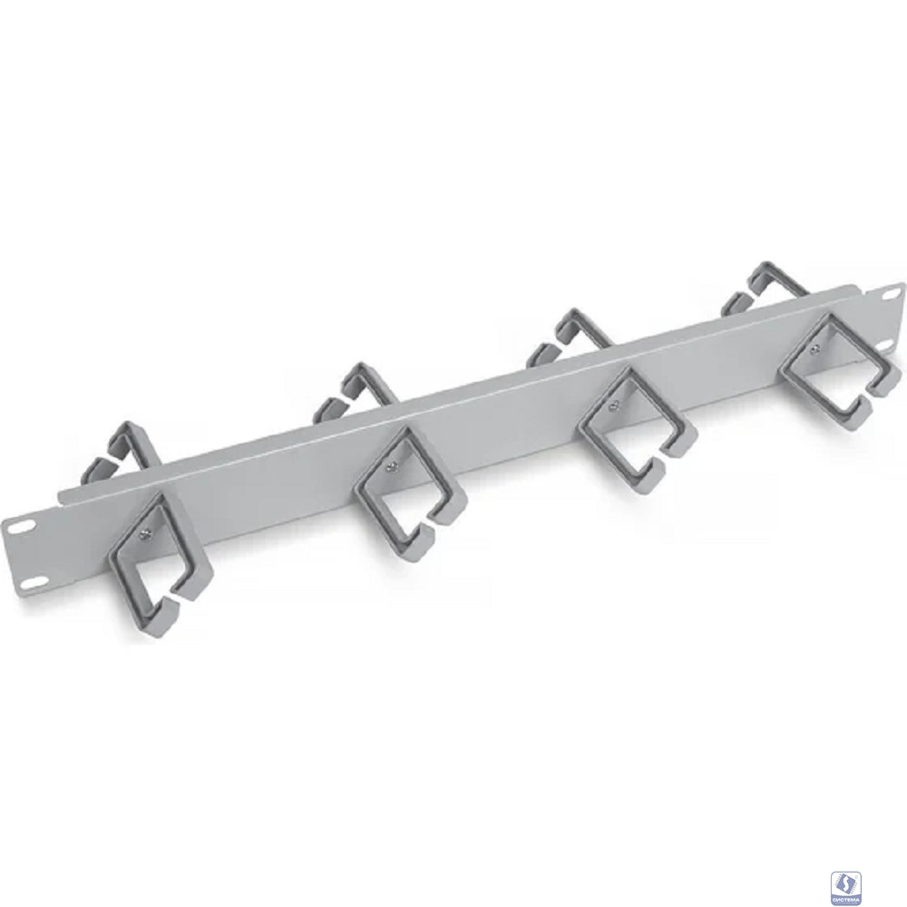 Cabeus JB08-1U-45-GY Кабельный органайзер горизонтальный 19" 1U двухсторонний, 8 пластиковых колец под углом 45 градусов