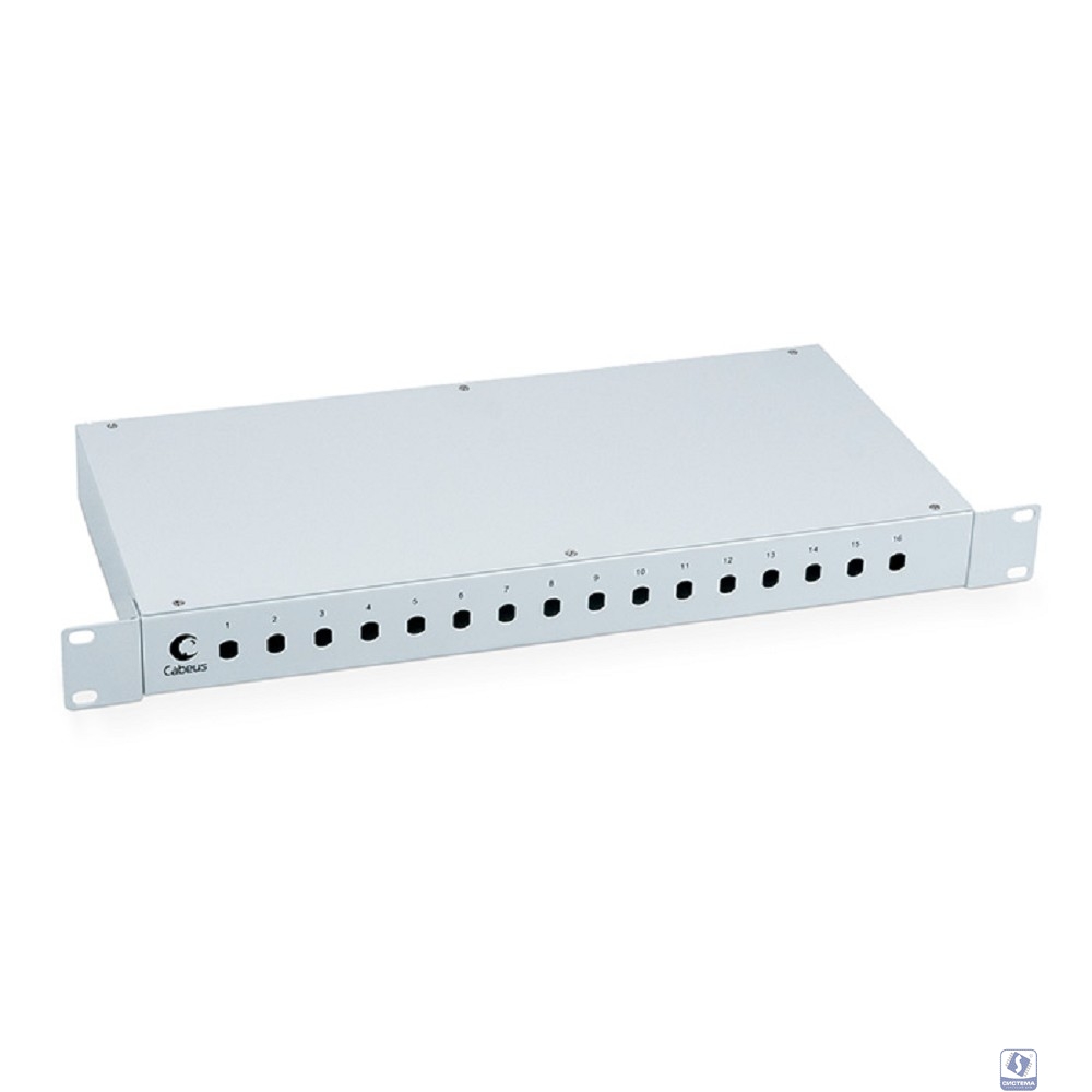 Cabeus FO-19-16ST Кросс бокс оптический 19" на 16 ST(FC) со сплайс-кассетой и КДЗС (без пигтейлов и проходных адаптеров)
