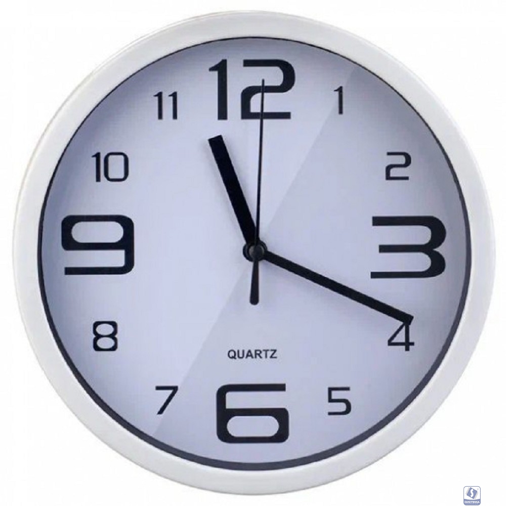 Perfeo Настенные часы "PF-WC-001", круглые д. 20 см, белый корпус / белый циферблат