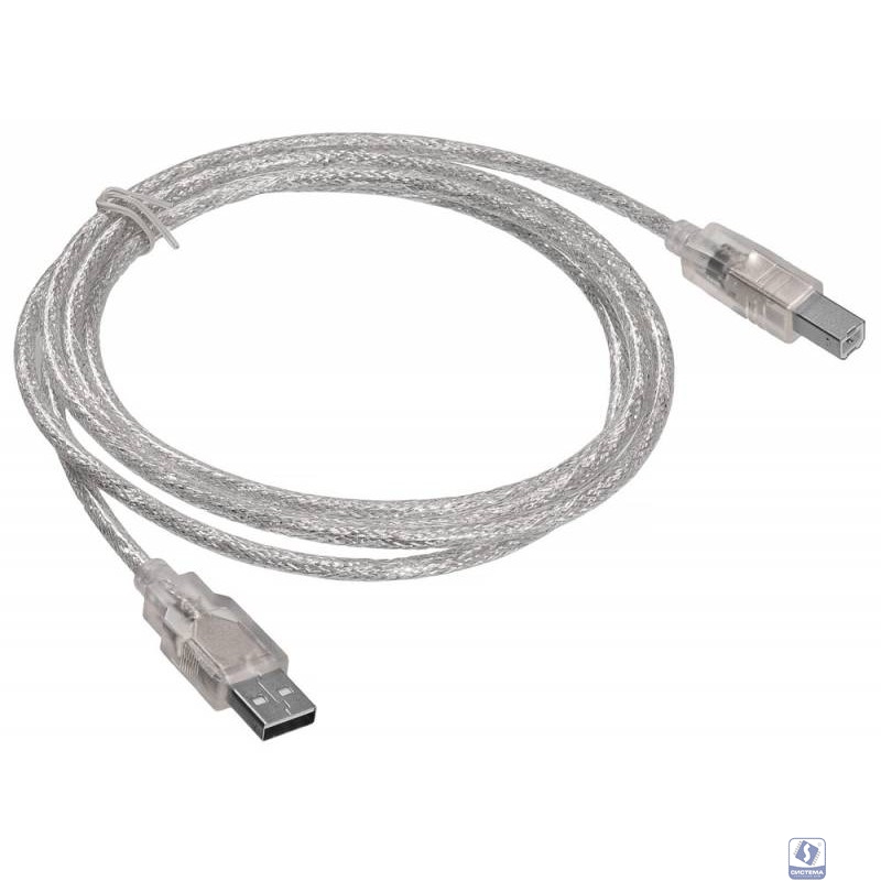 Кабель USB2.0 Buro USB A(m) -  USB B(m),  1.8м,  прозрачный [usb2.0-am/bm-trans]