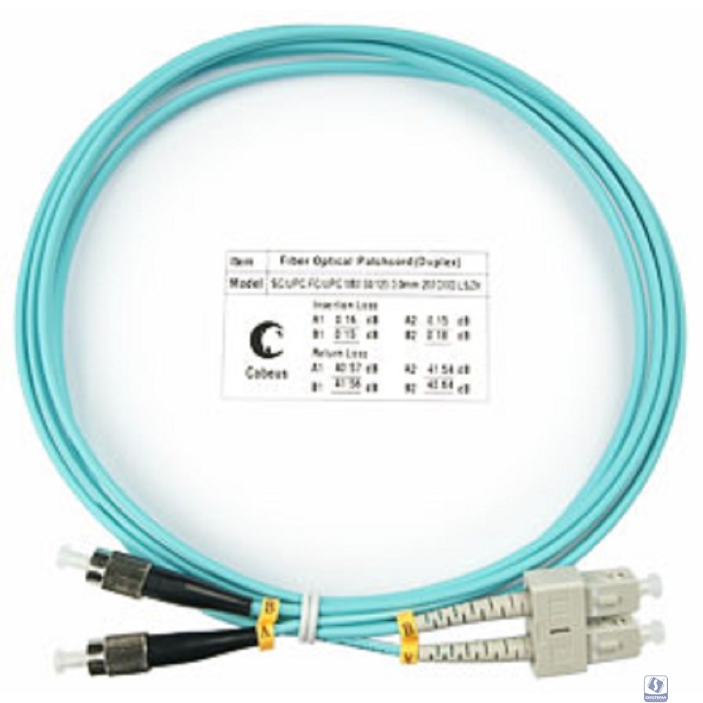 Cabeus FOP-50-SC-FC-1,5m Шнур оптический duplex SC-FC 50/125 mm OM3 1,5м LSZH