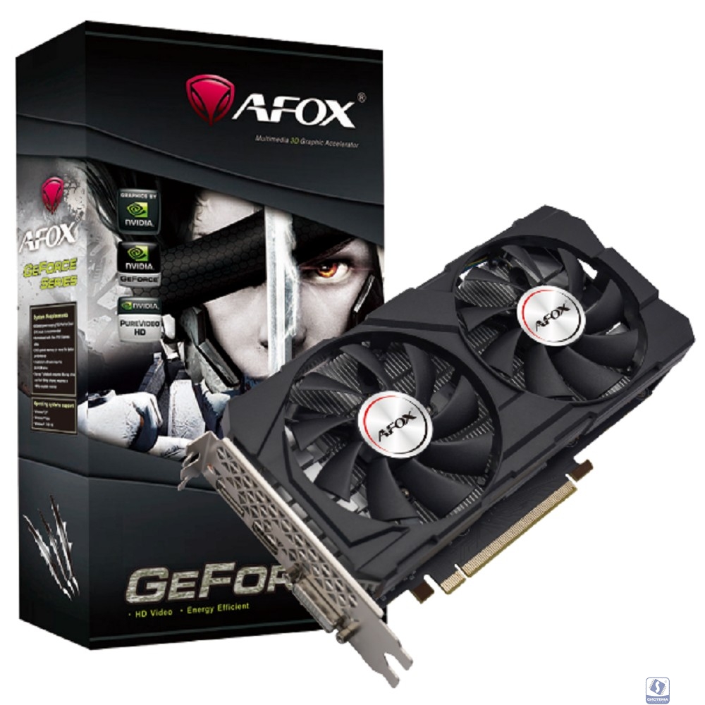 Видеокарта AFOX GTX1660TI 6Gb 192bit GDDR6 DP/DVI/HDMI  ATX Dual Fan (AF1660TI-6144D6H4) RTL