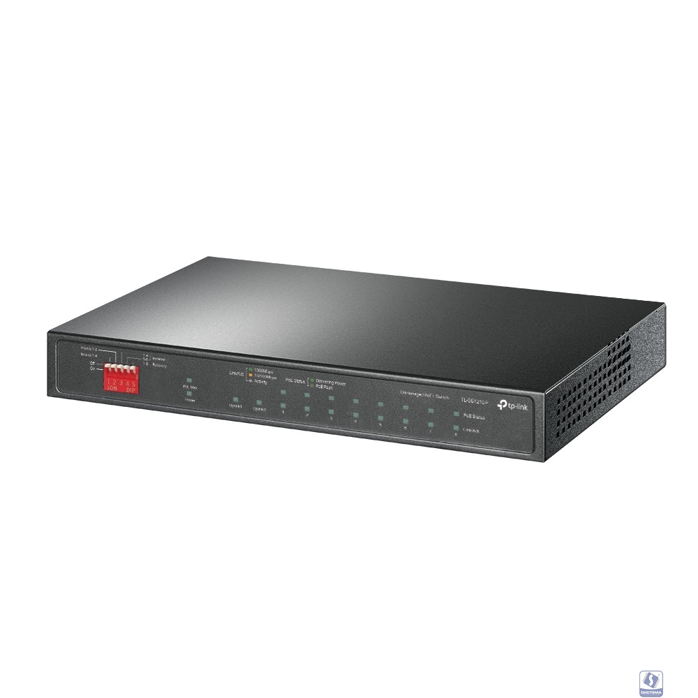 TP-Link TL-SG1210P Настольный коммутатор с 9 гигабитными портами RJ45 (8 портов PoE+) и портом SFP