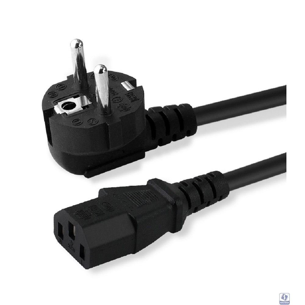 Bion Кабель питания 1.2м, евровилка с заземлением, 0.5мм, Schuko-C13, 6А, черный [BXP-PC-186-1,2M]