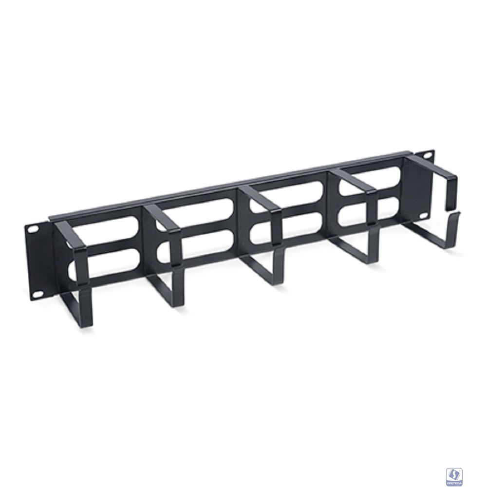 Cabeus JB08-2U-BK Кабельный органайзер горизонтальный 19" 2U, 5 колец, металлический, цвет черный (RAL9004)
