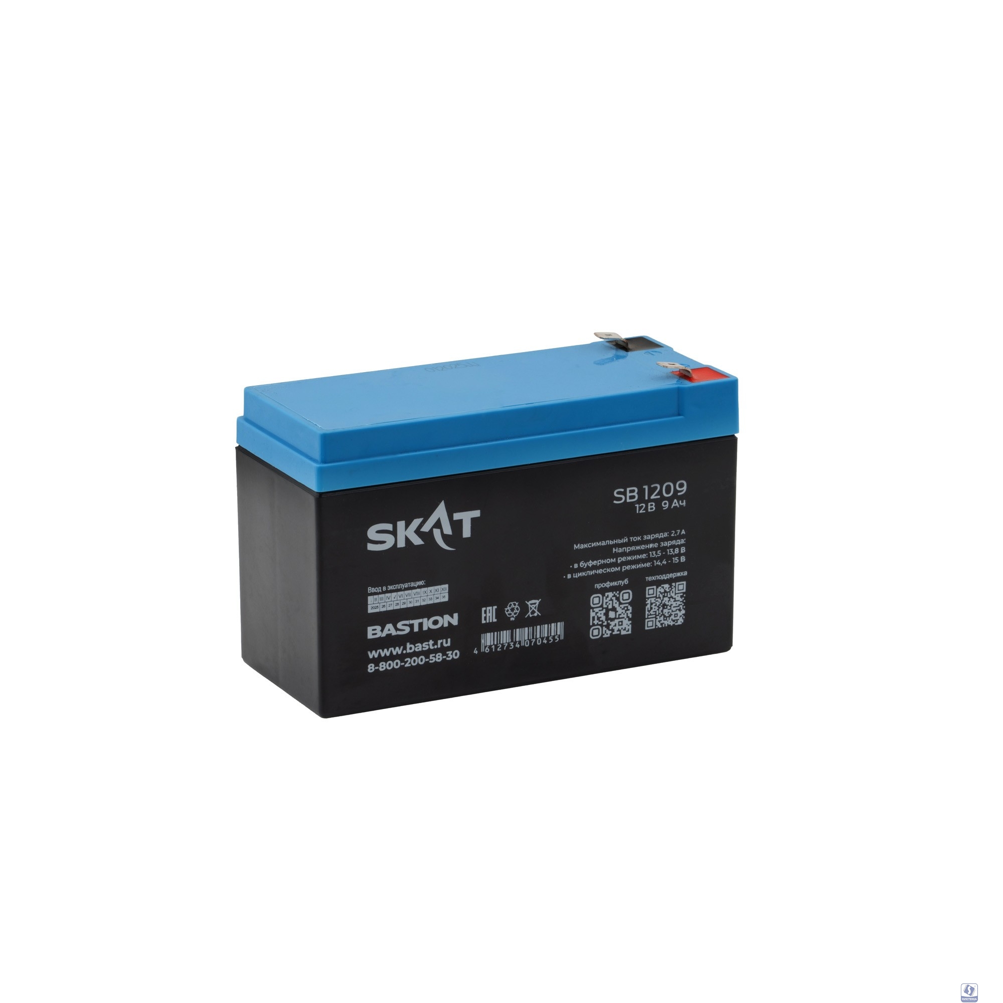 БАСТИОН SKAT SB 1209 АКБ AGM 12V 9Ач I зар. 2,7 А, F2, гарантия - 18 месяцев (2540)