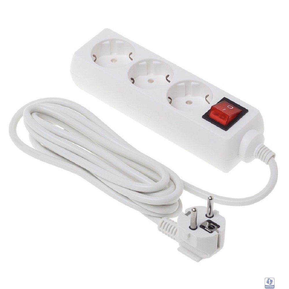 BURO Сетевой удлинитель 3 розетки, 3 метра (BU-PS3.3/W), белый (пакет ПЭ) 