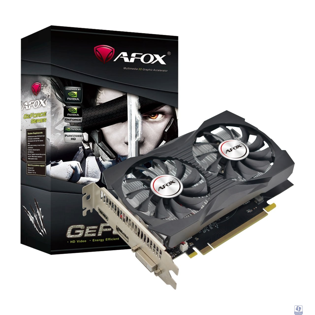 Видеокарта AFOX Geforce GTX1050 4GB GDDR5 128Bit  DVI/HDMI/DP ATX 2FAN (AF1050-4096D5H4-V2)