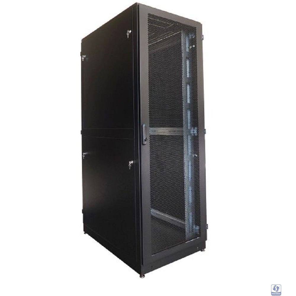 ЦМО Шкаф серверный напольный 48U (800 х 1000) двойные перфорированные двери 2 шт., цвет черный ШТК-М-48.8.10-88АА-9005